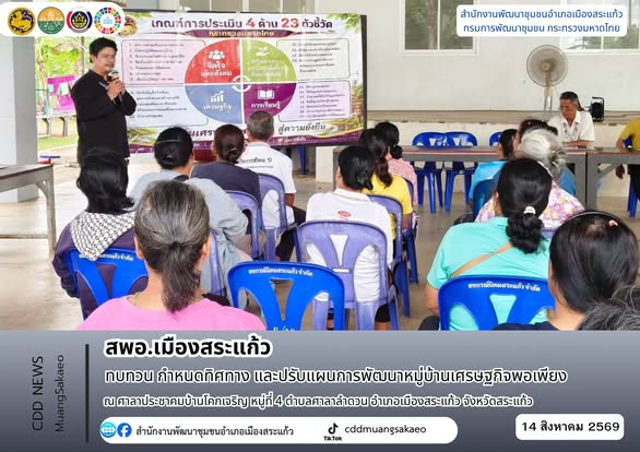 สพอ.เมืองสระแก้ว ทบทวน กำหนดทิศทาง และปรับแผนการพัฒนาหมู่บ้านเศรษฐกิจพอเพียง